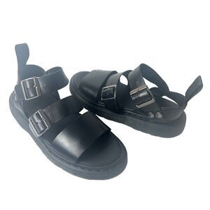 Dr. Martens Gryphon Airwair Vegan Leather Black AW004 Sandals Men's Sz US 8 UK 7